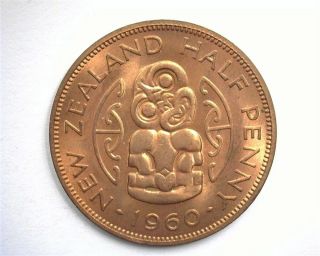 Zealand 1960 Half Penny Gem,  Uncirculated Red