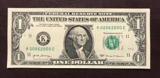 2017 $1 Dollar Bill Frn Near Solid 6 Of A Kind Trinary Fancy