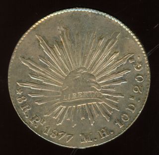 Better Grade 1877 Pi Mh Mexico Silver 8 Reales