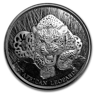 Scottsdale Ghana 5 Cedis African Leopard 2017 1 Oz.  999 Silver Coin