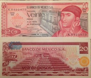 Mexico 1977 20 Pesos Uncirculated Banknote Usa Seller P - 64 Buy From Usa Seller