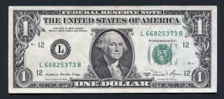 Us One $1 Frn Note Paper Dollar Greenback Bill - Series 1981 A - L66825373b -