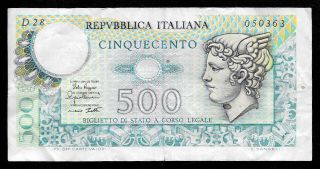 World Paper Money - Italy 500 Lire 1979 P95 @ F - Vf