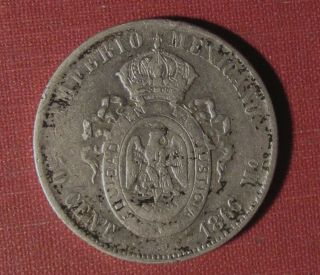 1866 Mo Mexico,  Empire Of Maximilian 50 Centavos - Scarce One Year Type,  Cleaned