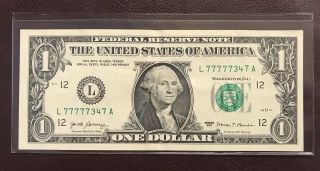 Lucky 7’s 2017 $1 Dollar Bill Frn Near Solid 6 Of A Kind 5 In A Row