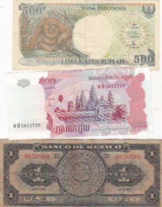 7 1915 - 2004 Circulated Notes From All Over