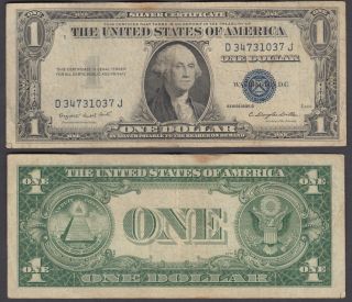 Usa 1 Dollar 1935 G (f - Vf) Banknote Silver Certificate Blue Seal