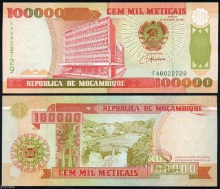Mozambique - 100000 Meticais 1993 Unc,  Pick 139