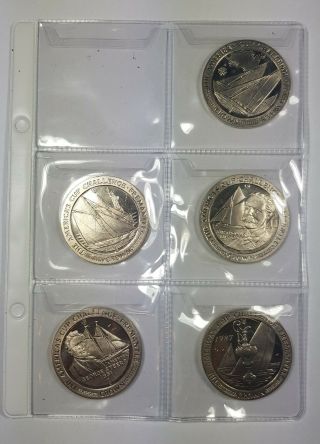 1987 Isle Of Man,  Complete Set Of 5 Crown,  Americas Cup Challenhe Fremantle,  Unc