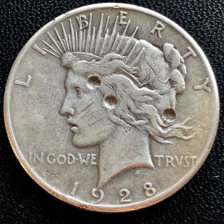 1928 Peace Dollar Philadelphia P Rare Key Date $1 Higher Grade Vf Det.  20610