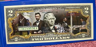 $2 Dollar Abraham Lincoln Civil War Federal Reserve Note With