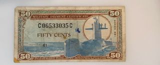 Military Payment Certificate : Series 681 50 Cents Au/cu : Ships In 1 Day