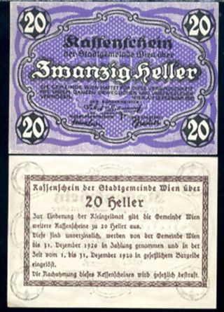 Austria 20 Heller 1920 P R60 Unc