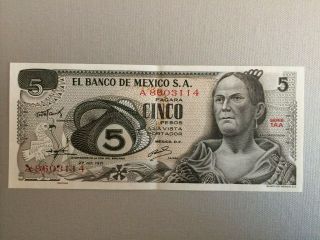 5 Peso Mexico Banknote 1971 Cir Corregidora Serie 1ay Banco De Mexico
