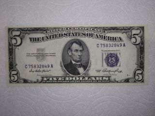 1953 Blue Seal Silver Certificate Five Dollar Note