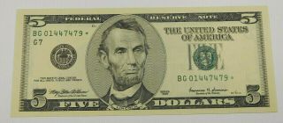1999 $5 Federal Reserve Star Note - Chicago District G7