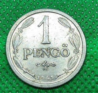 1941 Hungary 1 Pengo - Au /bu - World War Ii Coin - Bw - 303