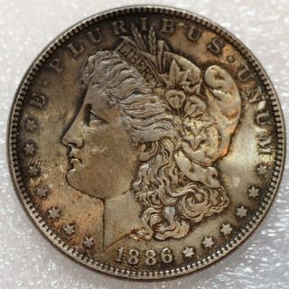 1886 - P $1 Morgan Silver Dollar Bu Toned