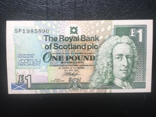The Royal Bank Of Scotland 1999 £1 One Pound Banknote Ef S/n Sp1985890