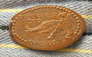 Brookfield Zoo Elongated Penny Chicago Il Usa Cent Tiger Souvenir Coin