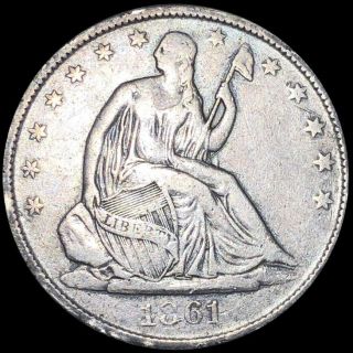 1861 - O Seated Half Dollar Lightly Circulated Liberty Silver Orleans Coin