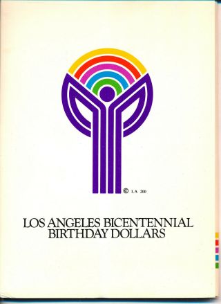 Los Angeles Bicentennial Birthday Dollars With Tri - Fold Holder