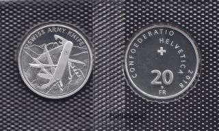 Switzerland 20 Francs 2018 Swiss Army Knife Silver Unc