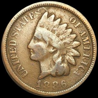 1886 Indian Head Copper Penny Nicely Circulated Great Detail Philly Coin No Res