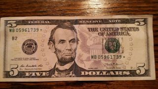 $5 Series 2013 Federal Reserve Star Note Five Dollar