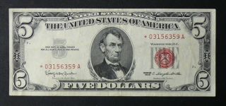 1963 $5 Star Note United States Note - Xf Note - No Pinholes