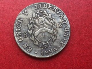 Coin 8r 1833,  “union Y Libertad”,  Argentina (province Of The River Plate)