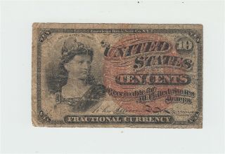Fr 1259 Fractional Currency / Fourth Issue 1863 10c Ten Cents Note / Us Usa