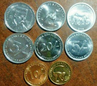 Somaliland: 5 - Piece Uncirculated Coin Set - - 1 To 20 Shillings