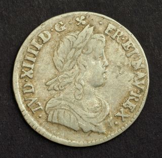 1659,  Royal France,  Louis Xiv.  Silver 1/12 Ecu (10 Sols) Coin.  Montpellier