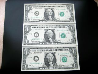 (3) $1 1969 ( (san Franciso))  Federal Reseve Note Choice Unc Gem Bu Note