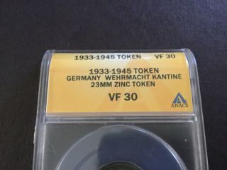 WW 2 Era Wehrmacht Kantine Field 20 Pfennig Token Authenticated VF 30 3