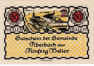 Banknote,  Austria,  Piberbach,  50 Heller,  1920 Unc