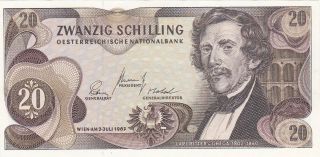 20 Schilling Aunc Banknote From Austria 1967 Pick - 142