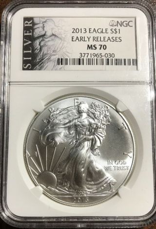 2013 Early Release.  999 1 Oz Silver American Eagle Ngc Ms 70