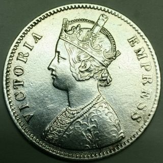 British India Victoria Empress Silver Rupee 1885 C Incused Calcutra