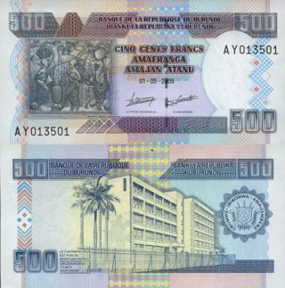 Burundi 500 Francs (01.  05.  2009) - Native Painting/bank/p45a Unc