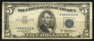 United States 1953a $5 Silver Certificate Circulated