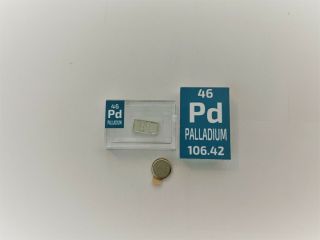 5 GRAINS (Not Grams) OF.  999 PURE PALLADIUM METAL INGOT in Periodic Element Tile 2