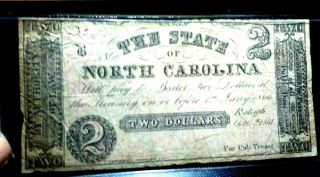 1861 The State Of North Carolina Two Dollar Note