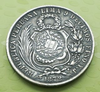1894 Guatemala Silver Peso ½ Reales Counter Stamped On 1872 Very Fine 118