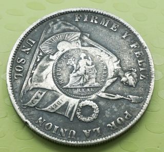1894 Guatemala Silver Peso ½ Reales Counter Stamped on 1872 Very Fine 118 2