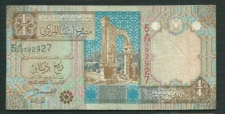 Libya 2002 1/4 Dinar P 62 Circulated