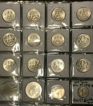 15 Silver coins Run 1964 - 1970 P,  D,  S Kennedy Half Dollars MS Unc.  W/1776 1976 Set 2