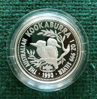 1993 1oz Silver Proof Kookaburra,  With And Case