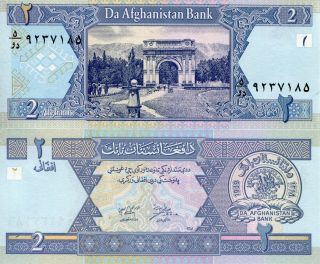 Afghanistan 2 Afghan Banknote World Paper Money Unc Currency Pick P65 Bill Note